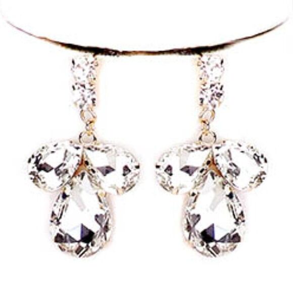 Clear Oval Crystal Stone Accented Statement  Necklace Set - Picture 2 of 6